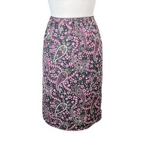 Studio‎ Petite Women's Y2K Black Pink Floral Paisley Lined Skirt Petite Large